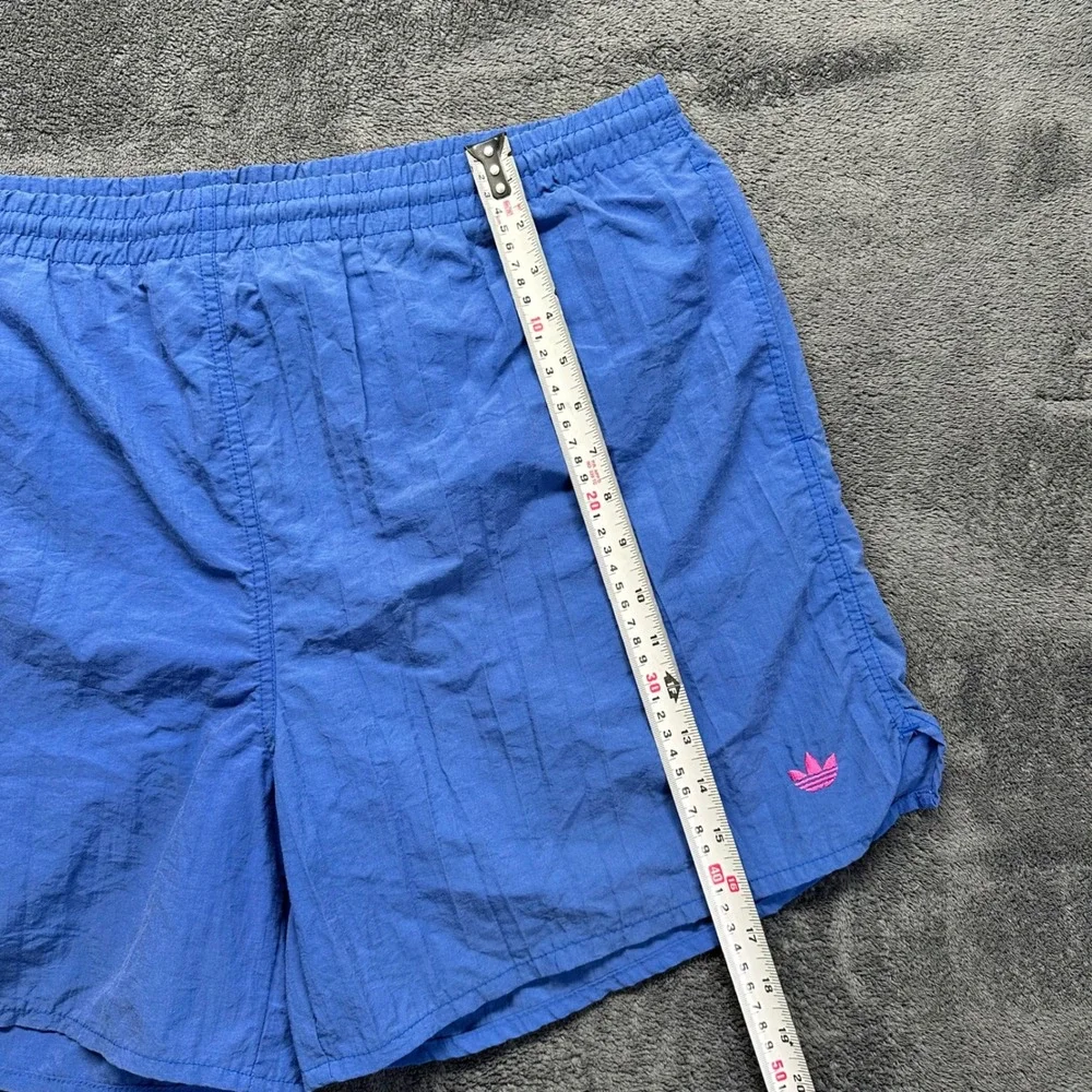 Vintage Adidas Trefoil Swim Shorts Mens Large Nylon Blue Pink Drawstring 5